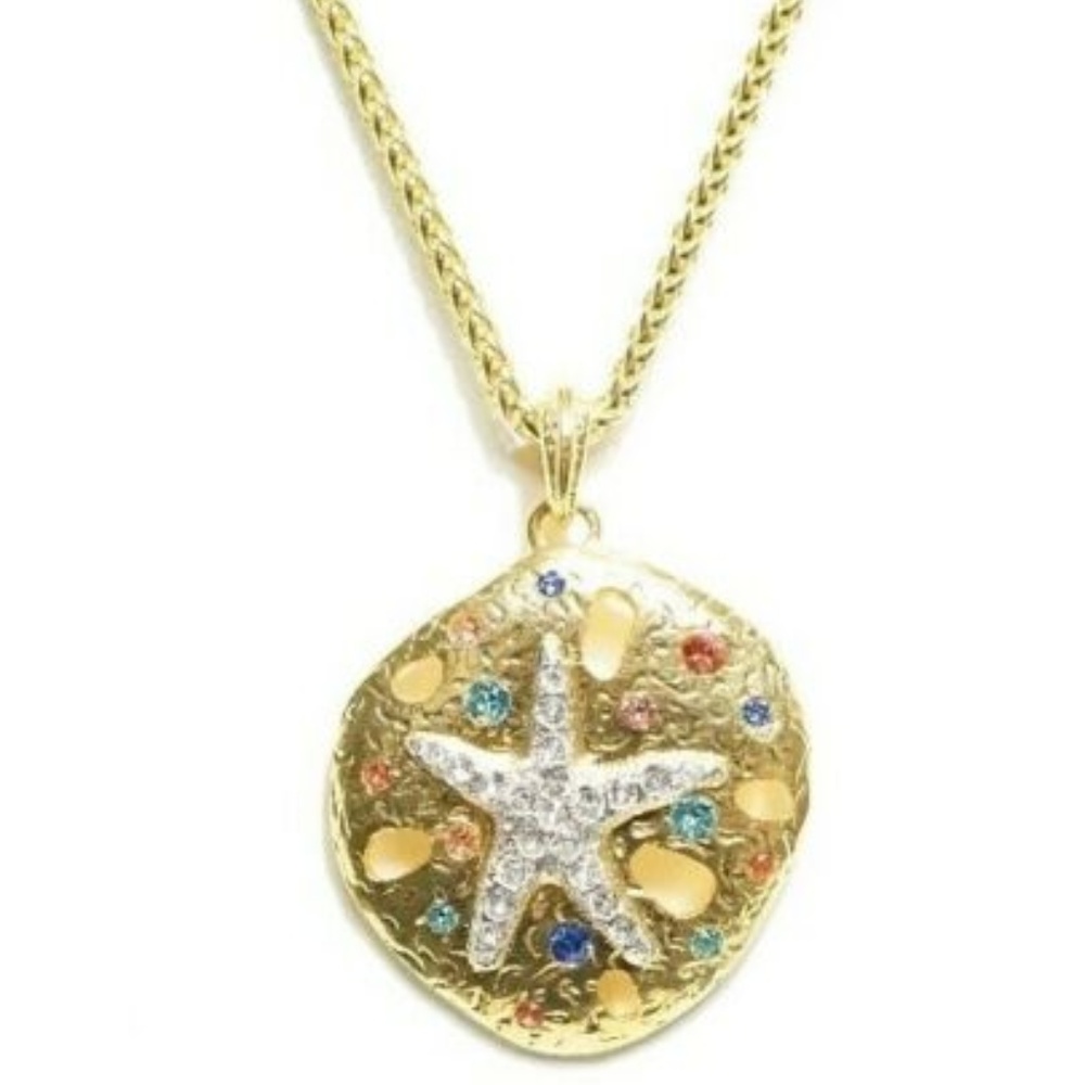KENNETH LANE Gold Tone Starfish Pendant Necklace
